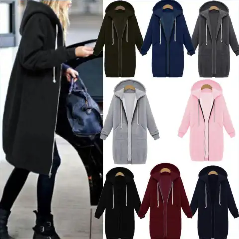 Hooded Long Sleeve Sweater Fleece Jacket