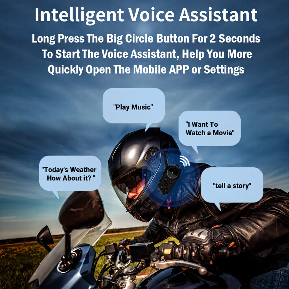 6Riders Intercom Communication Motorcycle Bluetooth Helmet Headset Interphone 3