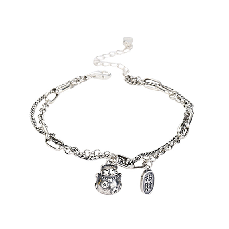 Title 4, Fashion Lucky Cat Double Bracelet Retro