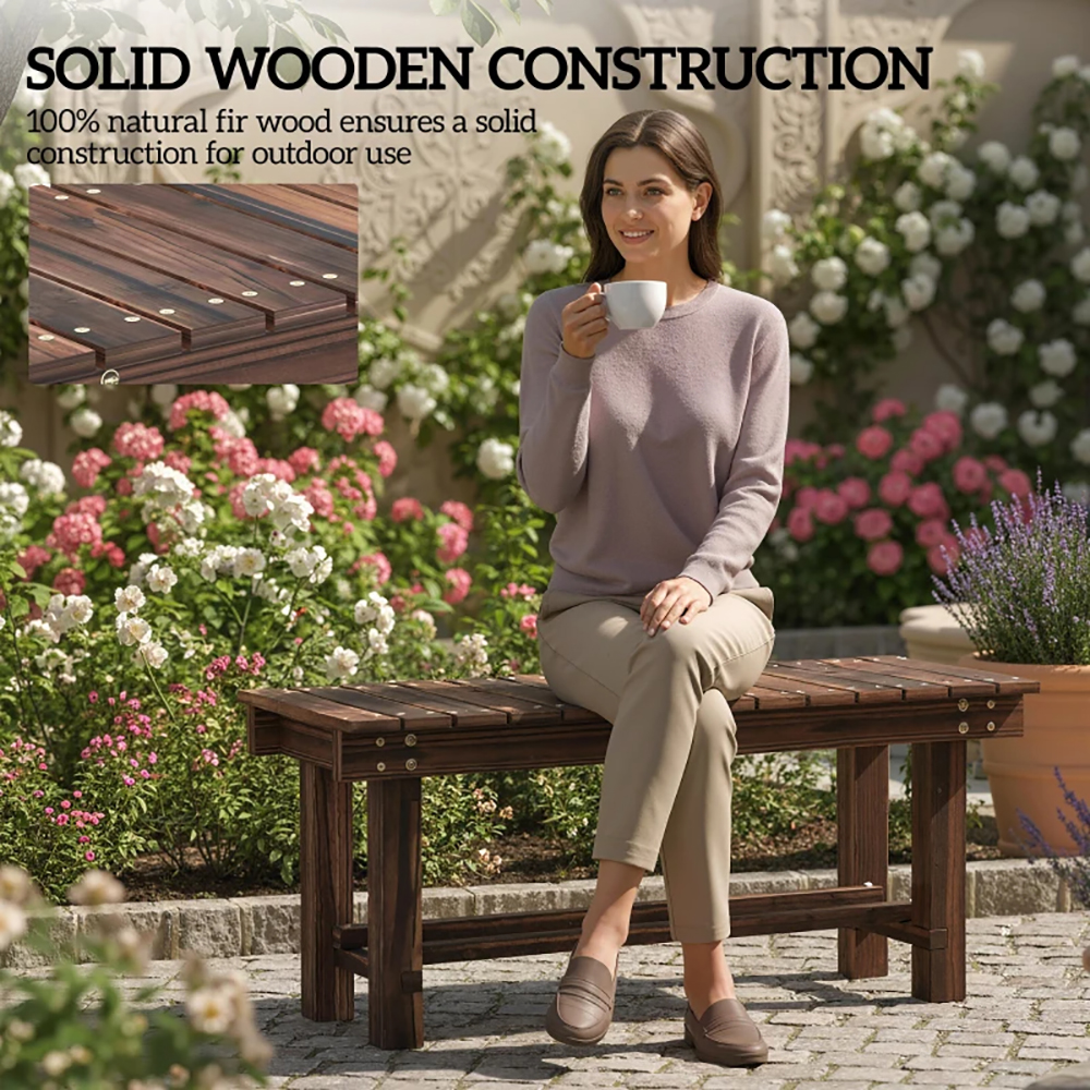 Garden Bench 0.8 Inch Seater Outdoor Bench With Storage Shelf 35.4inch... 8