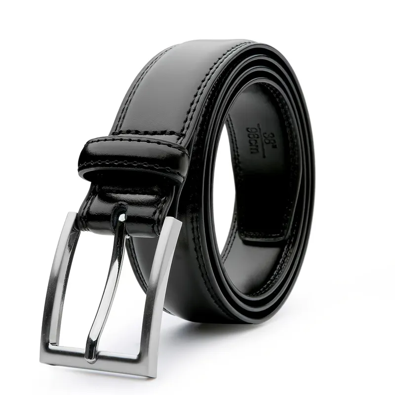 Black 100cm Womens Genuine Leather Dress Belt