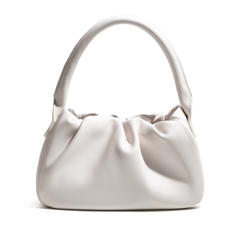 Pleated Armpit Bag French Simple Shoulder Bag Handbag White - Shop at LoveMi