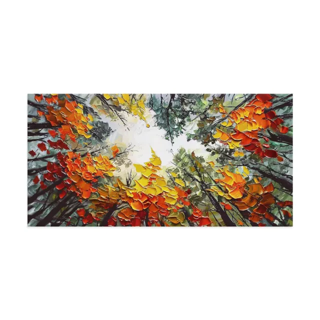 Modern Brich Treescape Landscape Canvas Artwork Handpainted Orange Forest Thick Oil Painting Natural Home Wall Decor Without Inner Frame - Shop at LoveMi