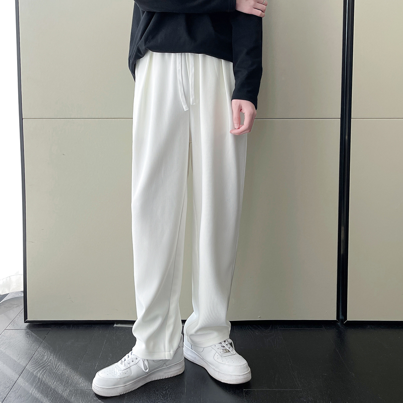 Men's Thin White Pants Straight LooseDraped