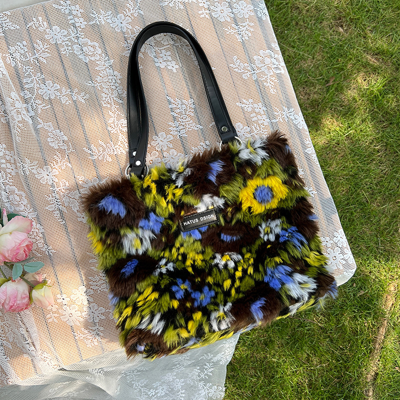 Oil Painting Art Color Plush Tote Bag