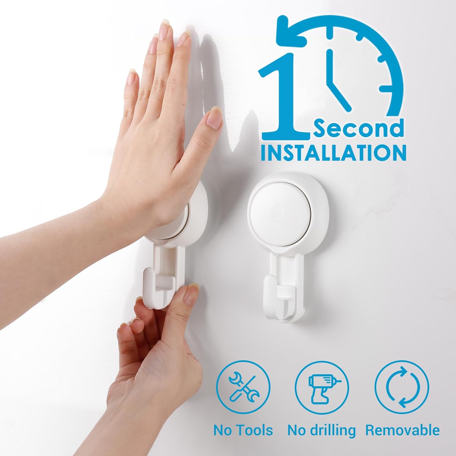 Suction Hooks Powerful Vacuum Suction Cup Hooks Heavy Duty For Shower Waterproof Suction Hanger For Bathroom Kitchen Towel, Robe, Loofah Removable And Reusable For Bags Coat  2 Pack