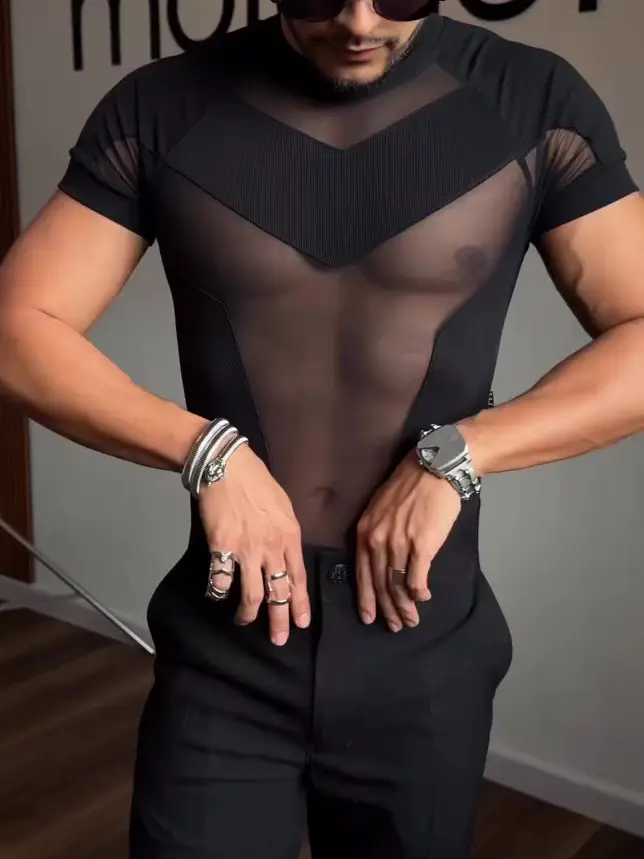 Sexy Short-sleeved Mesh Jumpsuit
