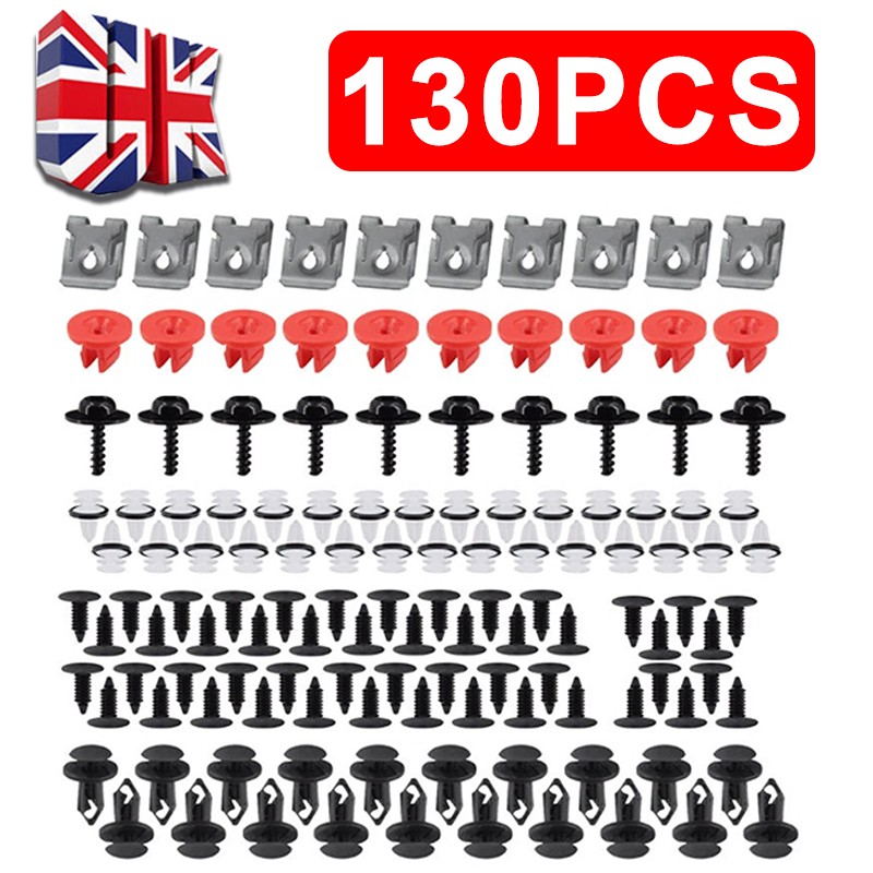 130Pcs Clips Fit Ford Fiesta Wheel Arch Splash Guard Shield Bumper Wing Lining — image 2