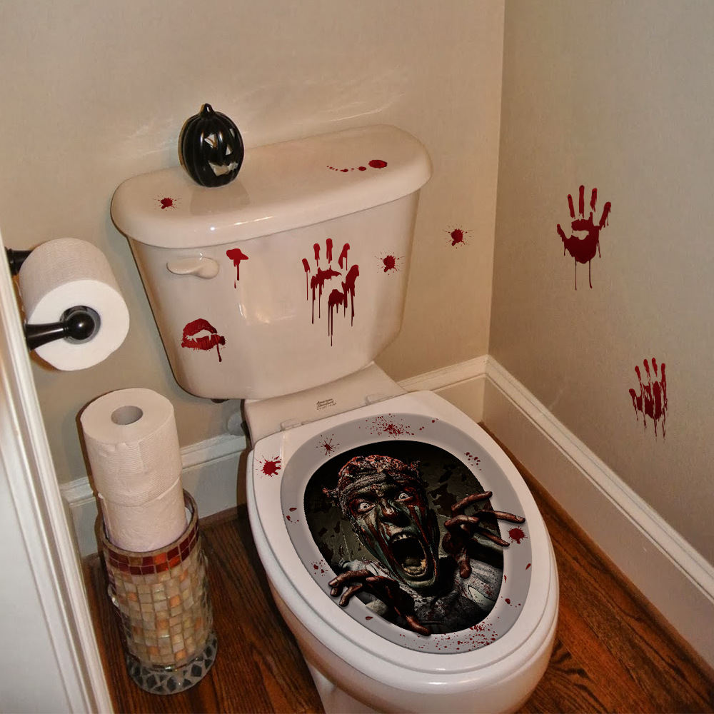 Theme Restaurant Halloween Series Midnight Return To The Soul Toilet Horror Toilet Sticker