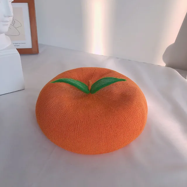 Handmade Wool Felt Japanese Beret Sugar Orange M - Shop at LoveMi