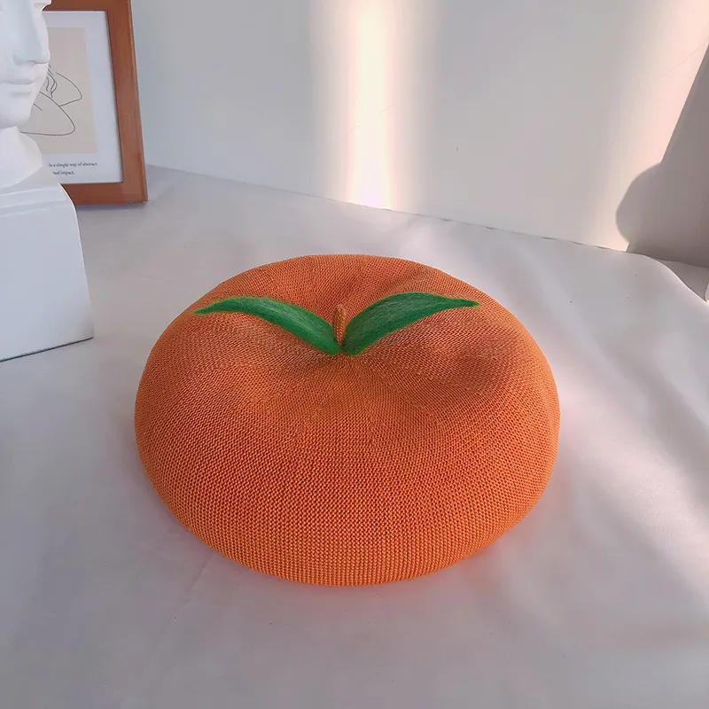 Handmade Wool Felt Japanese Beret - Sugar Orange M