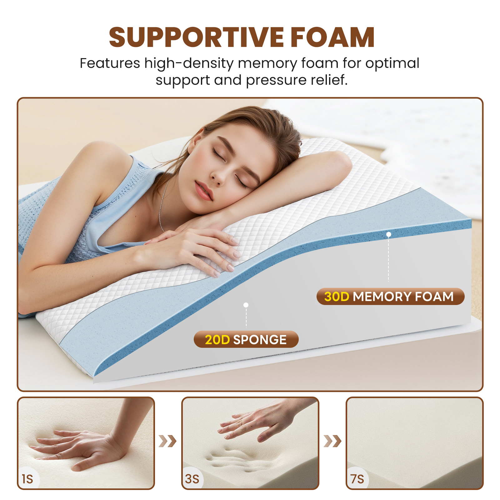 Wedge Pillow, Body Pillow , White& Grey image 19