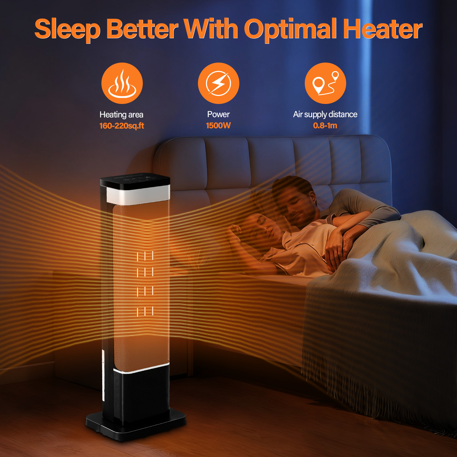 23inch Space Heaters For Indoor Use, Portable Heater With 7 Light Colors image 6