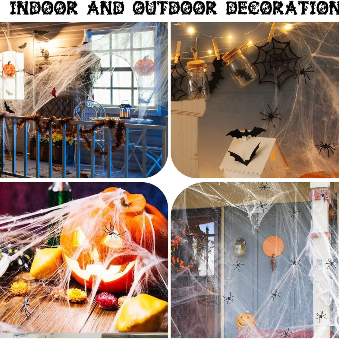 Spider Webs And 50pcs Fake Spiders Super Stretch Cobwebs Party Decorate For Halloween Theme Indoor And Outdoor Decoration — foto 2