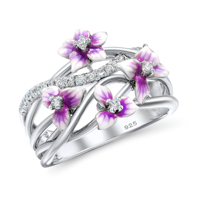 Title 4, Anillo Laca Epoxi Color Flor Violeta