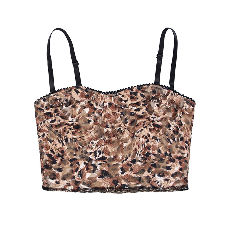 Summer Fashion Casual Slim Vest Leopard Print Sling Top Khaki - Shop at LoveMi