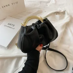 Summer Fashion Single Shoulder Messenger Portable Cloud Bag - Black - View 1