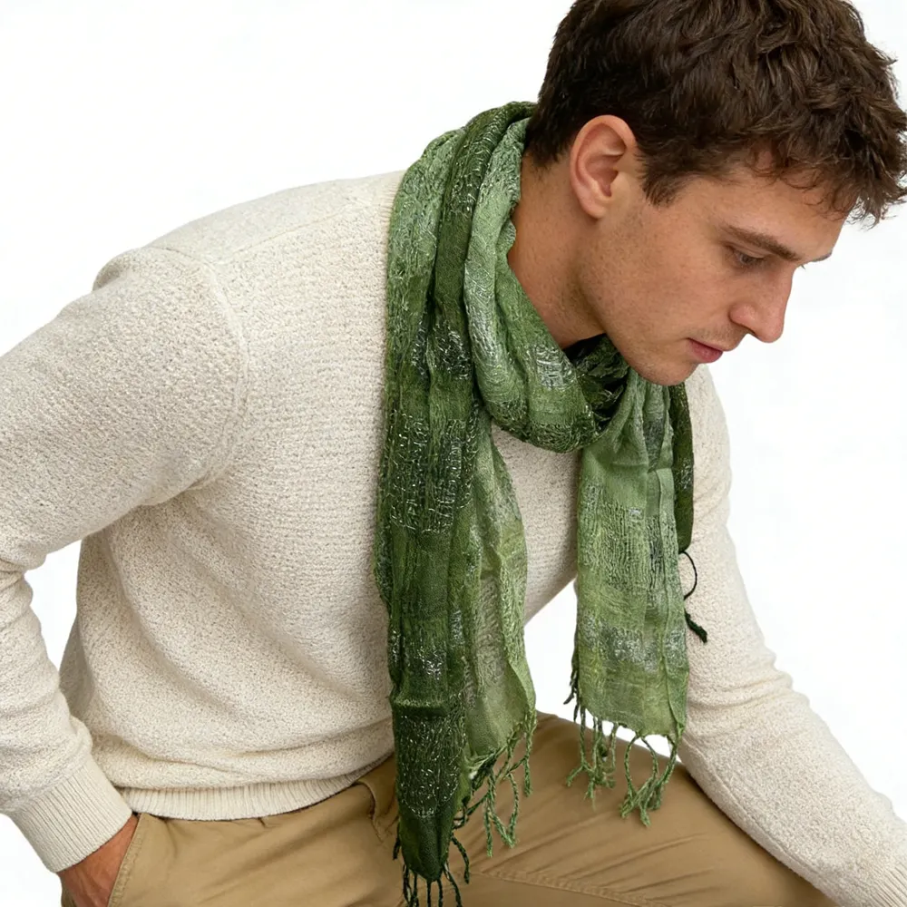 Lightweight Long Scarf With Metallic Shimmer, vacation
