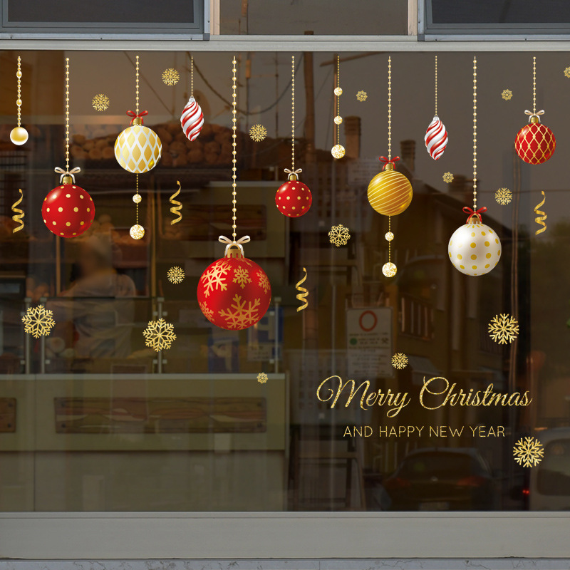 Title 5, Window Golden Christmas Ornaments With Colored ...