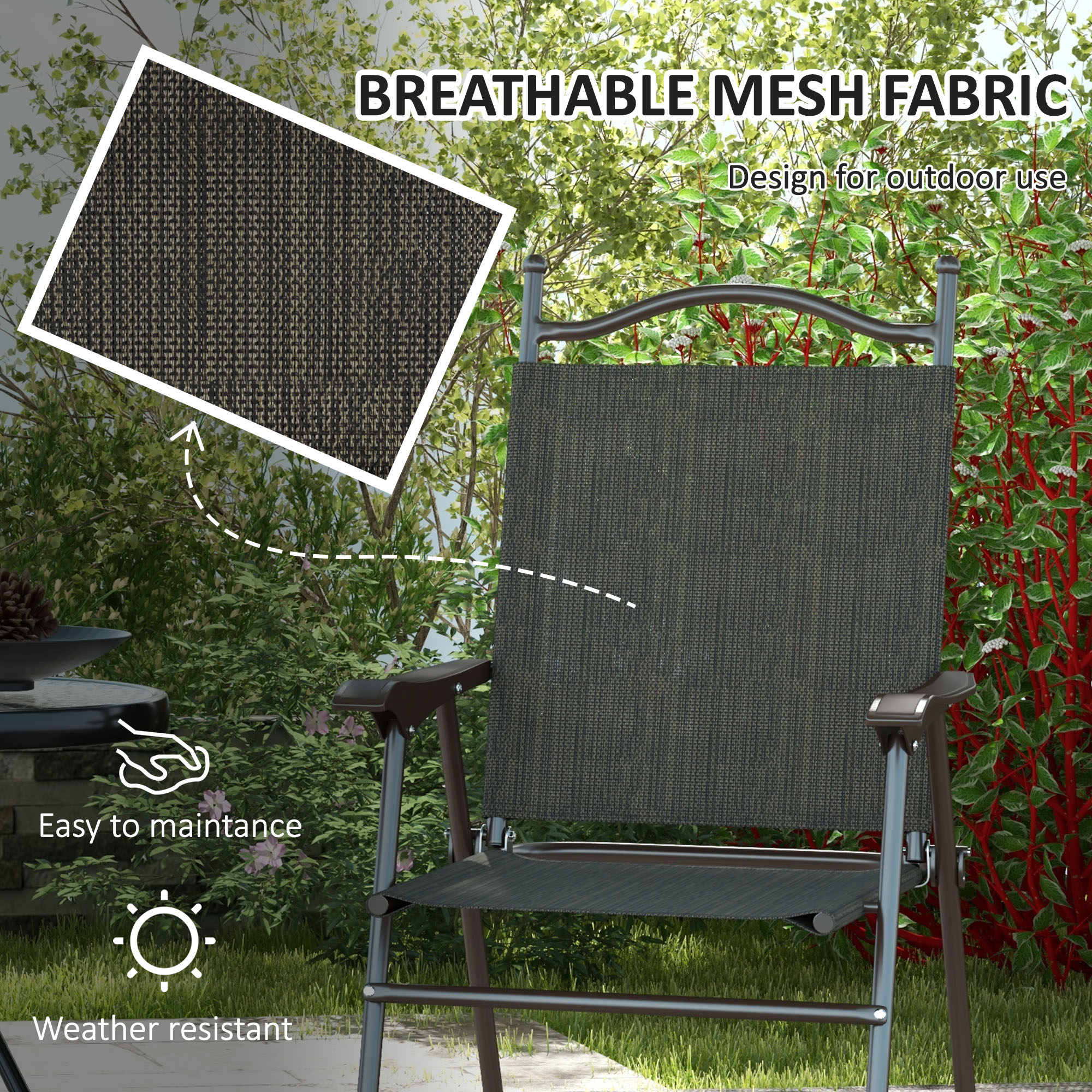 Two Foldable Garden Chair Sets, Mesh Seats — image 5