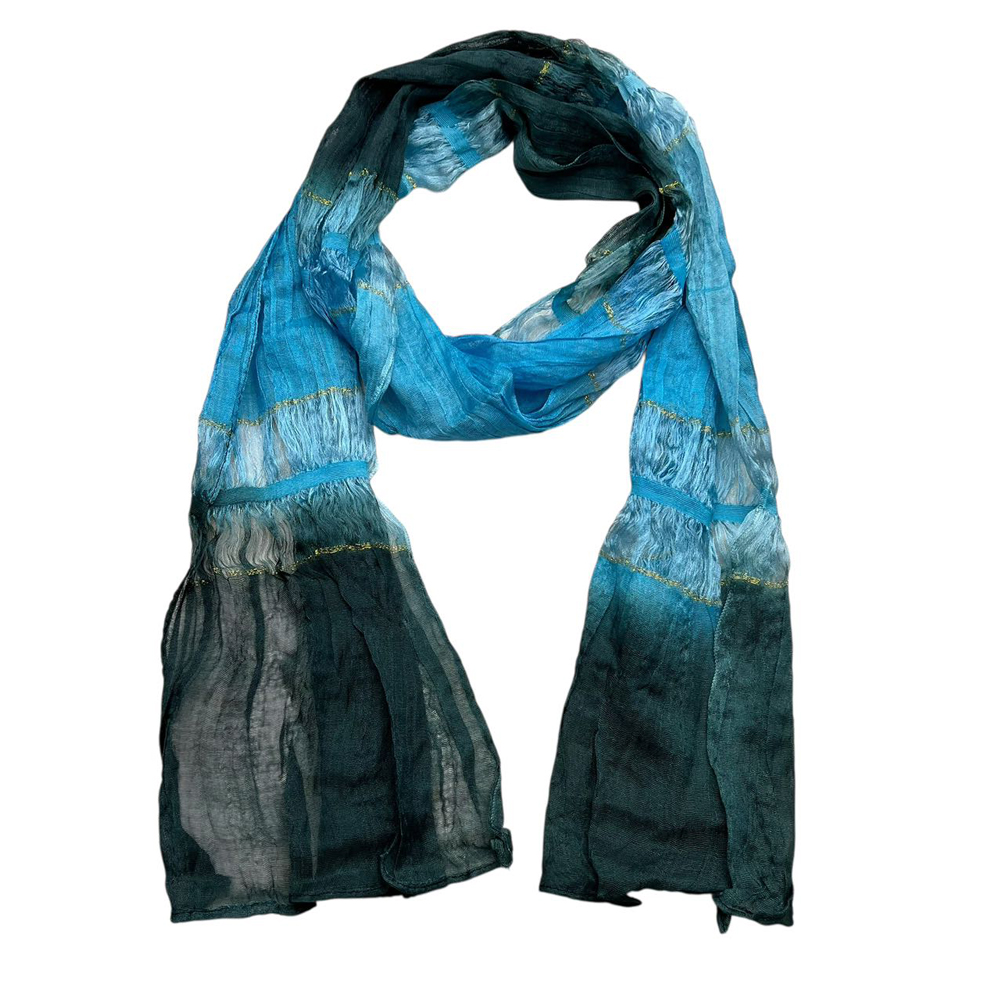 Turquoise Metallic Scarf - Shimmer Skinny Scarf 66inchx9.4inch - Women's Clothing