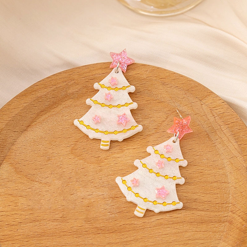 1pair Christmas Earrings Fashion Alpaca Dinosaur Cactus Gingerbread Acrylic Earrings Holiday Party Jewelry