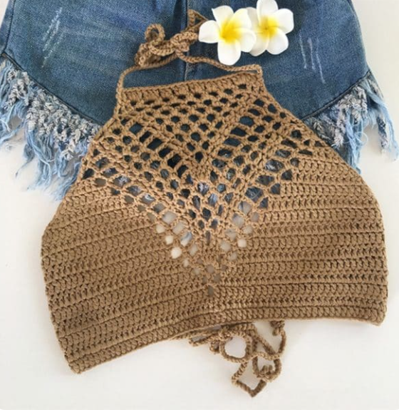 Title 6, Hand Crochet Beach Bikini Hollow Sexy Beach Bra...