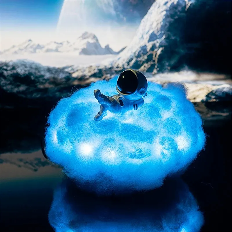 LED Colorful Clouds Astronaut Lamp With Rainbow Effect As Children's Night Light Kids Bedroom Night Lamp Decor Home Moon Lamp – image 3