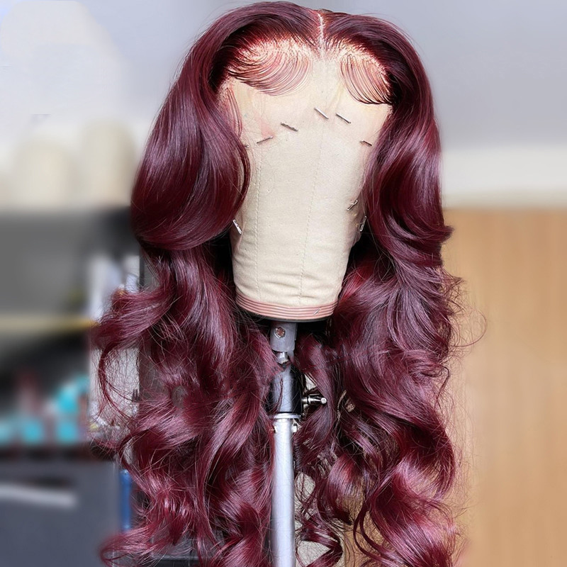 Medium Curly Hair European And American Style Wig Headgear Female Long Curly Hair Wine Red Wig Sheath Burgundy - Shop at LoveMi