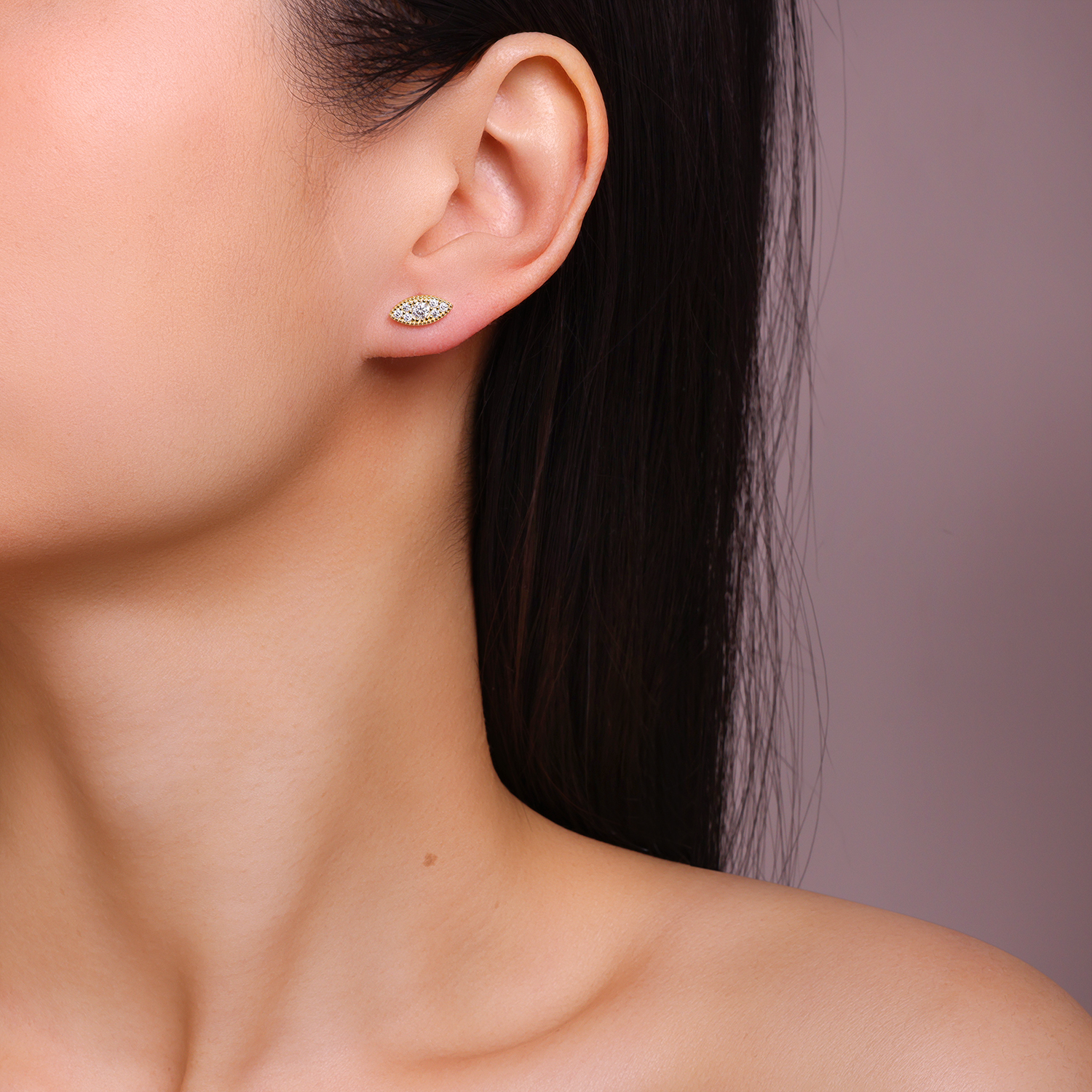Gold-Plated Sterling Silver Stud Earrings, picture 3 of 4