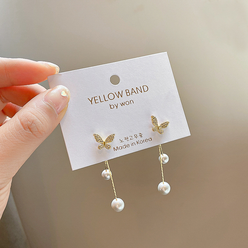 Butterfly Earrings Show Face Thin Pearl Earrings