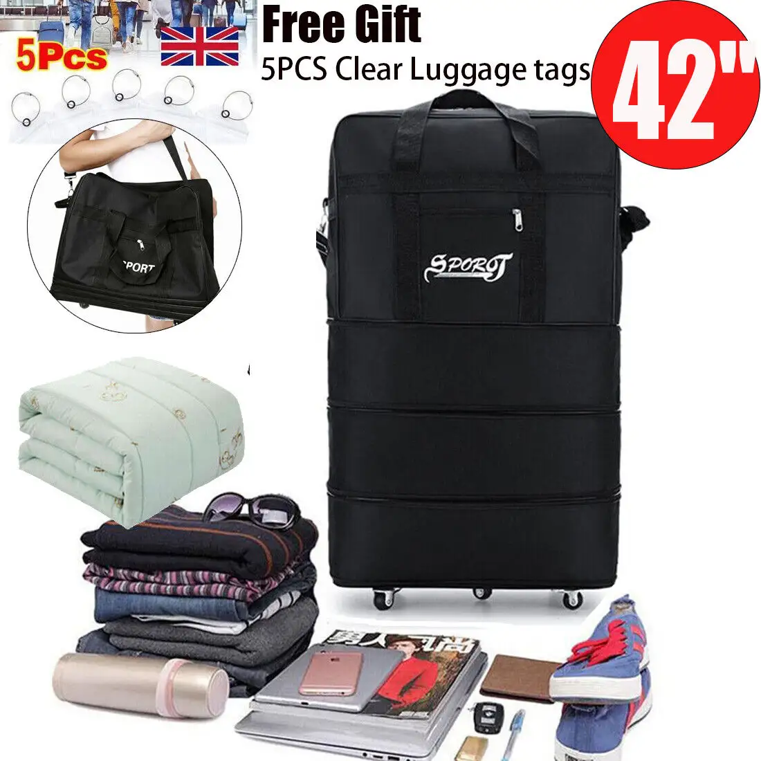42 Extra Large Lightweight Luggage Trolley Suitcase