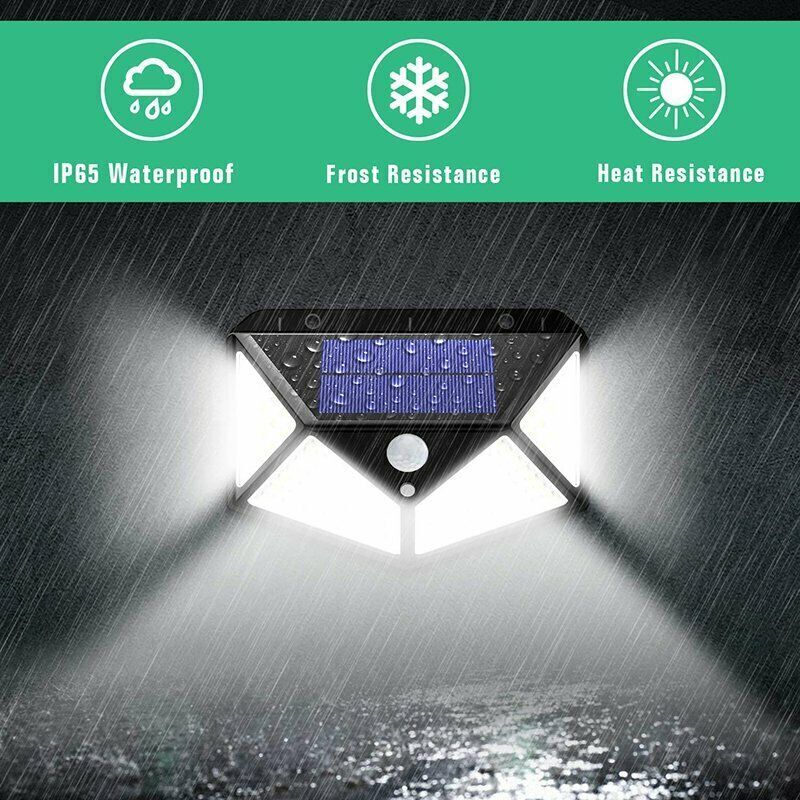Solar Power PIR Motion Sensor Wall Lights 1o0 LED Outdoor Garden Security Lamp — foto 5
