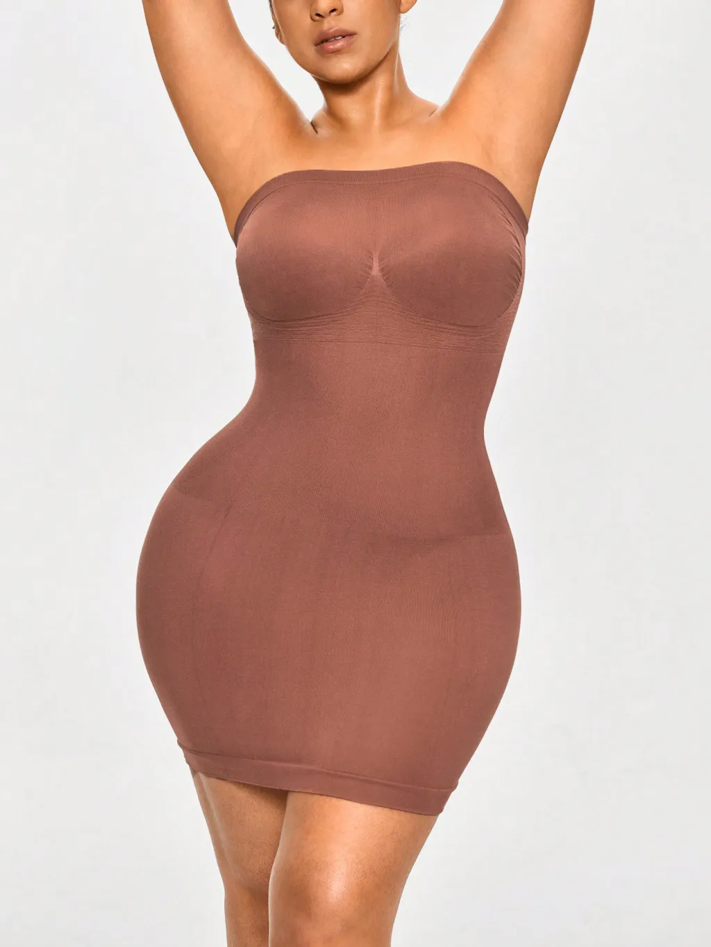 Strapless Full Body Shapewear Bodysuit Bust Lift Tummy Waist Control Natural Butt-Lift - Mahogany-3Xl