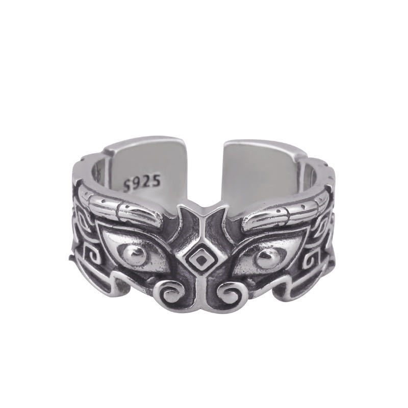 Men's Animal Face Vintage Ring In Sterling Silver