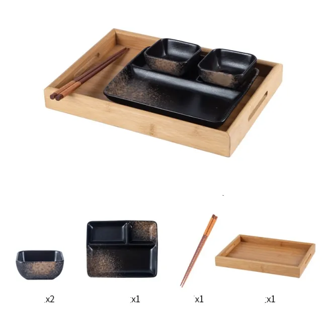 Divided Grid Plate Quantitative Three Grids Ceramic Household Meal Dividing Style Breakfast One Person Dinnerware Set 7 Style - Shop at LoveMi