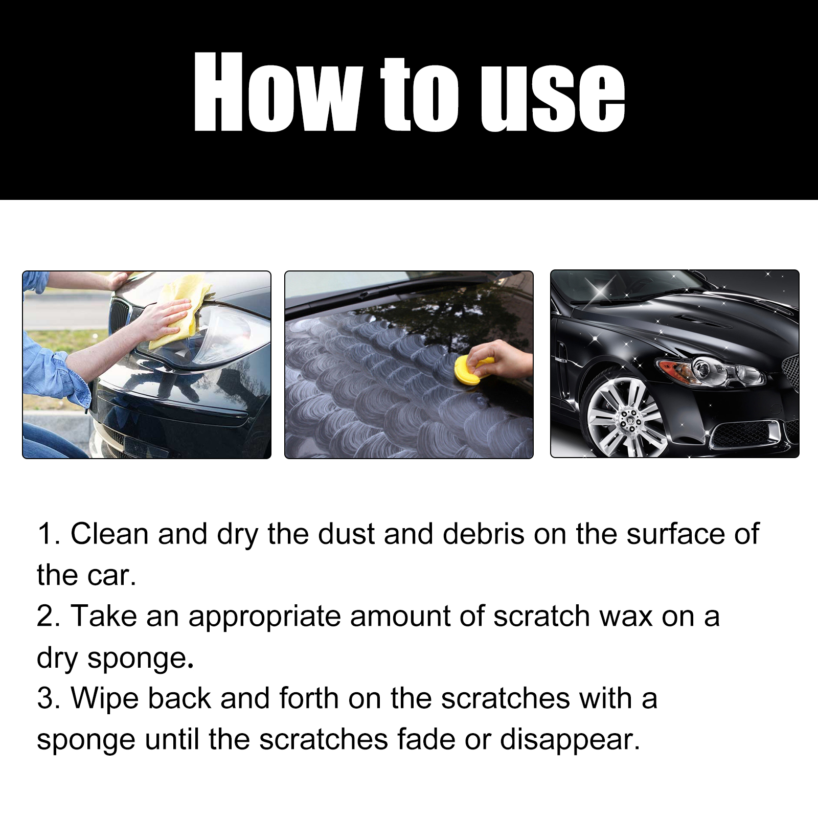 Car Scratch Repair Wax, Auto Paint Scratch Remover With Sponge & Towel, Restores Faded Car Paint, Removes Oxidation Stains Water Marks 7