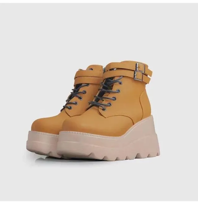 Ding Boots European And American Platform Platform Ankle Boots Fashion Women's Shoes Brown - Shop at LoveMi