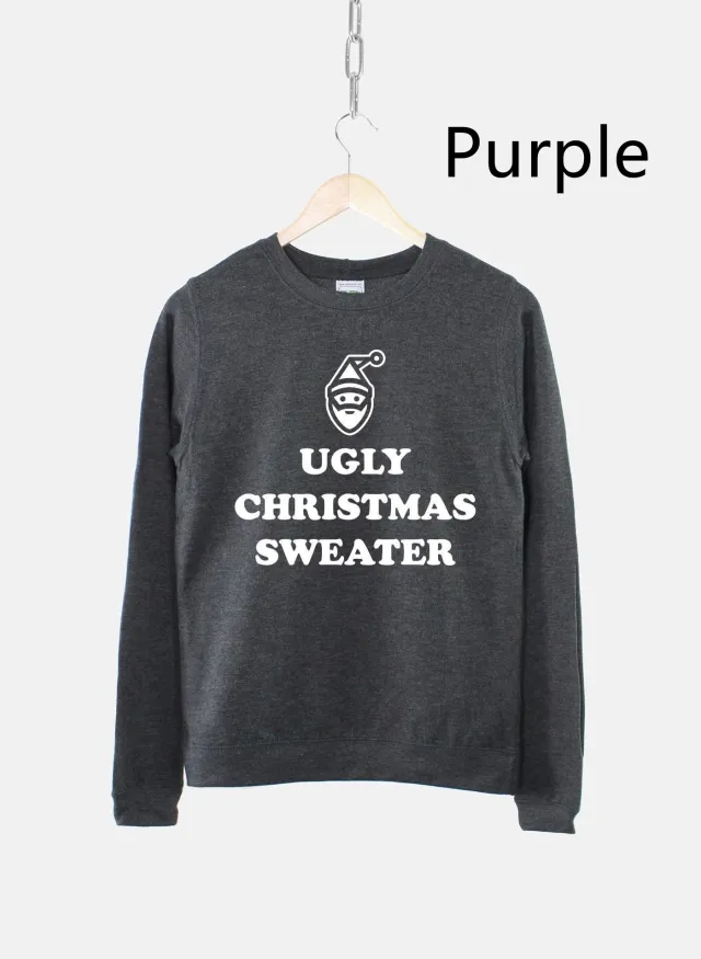 Women's Ugly Christmas Sweater Sweatshirt Bah Humbug Funny Purple - Shop at LoveMi