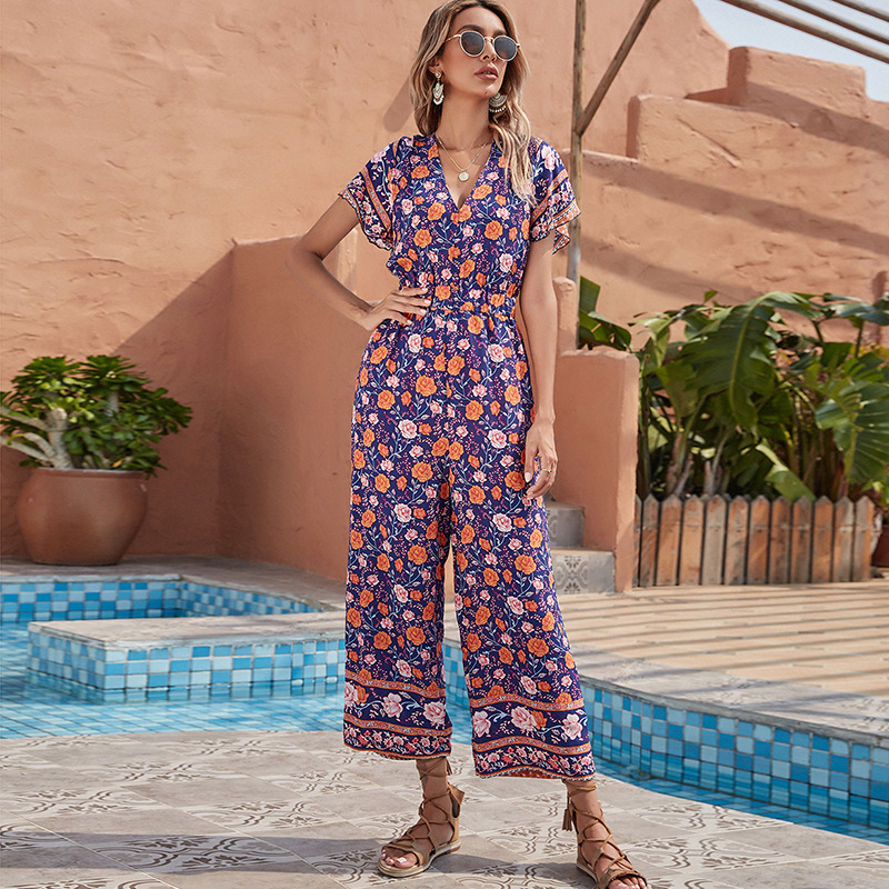 Open Back Loose Fitting One Piece Printed Western Style One Piece Clothes Color - Shop at LoveMi