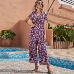 Open-Back Loose-Fitting One-Piece Printed Western Style One-Piece Clothes - Colour - View 1