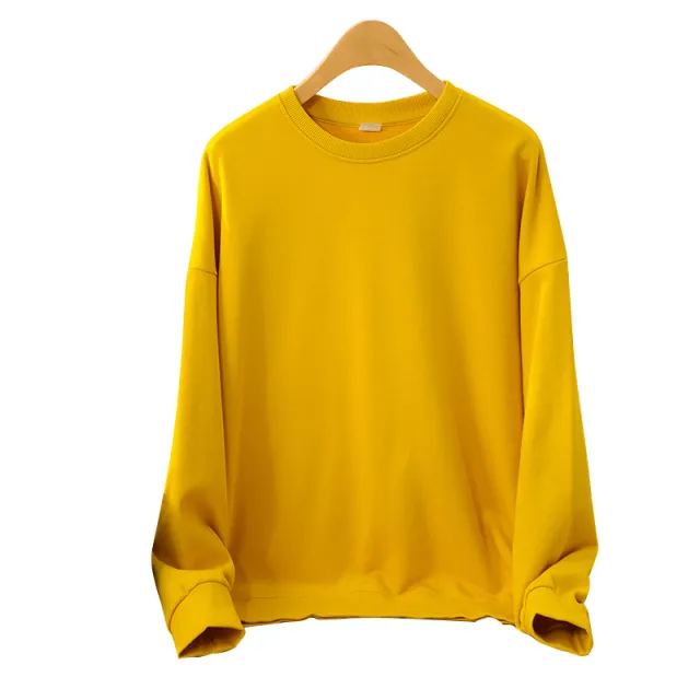 Women's Spring And Autumn Slim Pure Cotton Long Sleeve Sweater Yellow - Shop at LoveMi