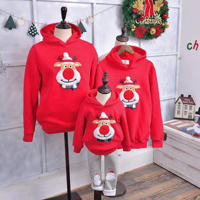 Patch Flocked Fawn Red Cotton Fleece Sweatshirt Red - Shop at LoveMi