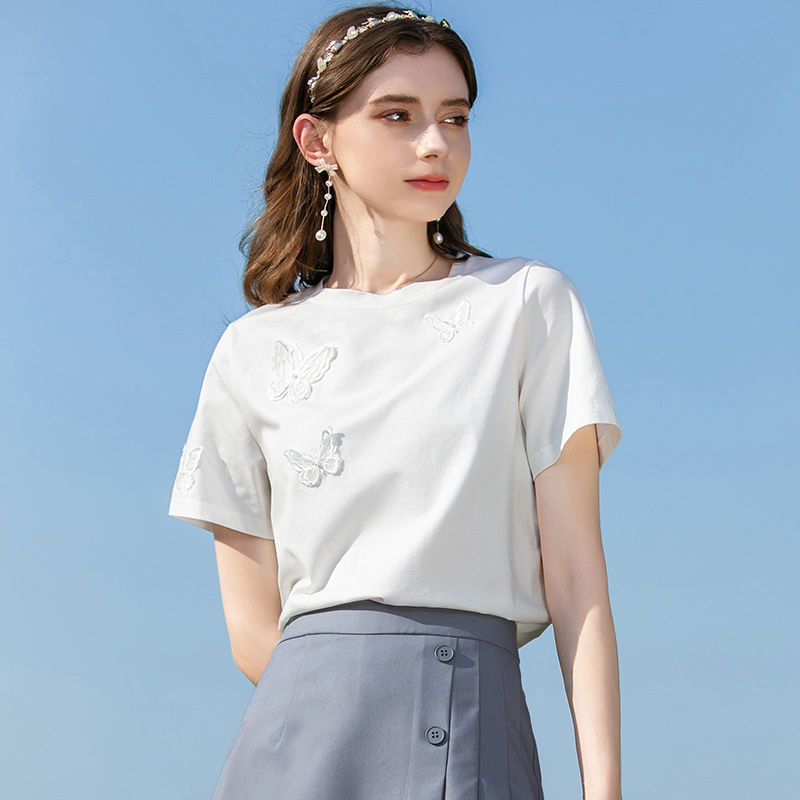 Pearl Short Sleeve T shirt Women's White White - Shop at LoveMi