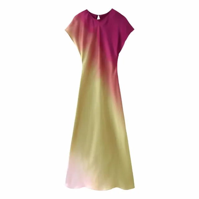 Short Sleeved Tie Dyed Printed Long Dress - Shop at LoveMi