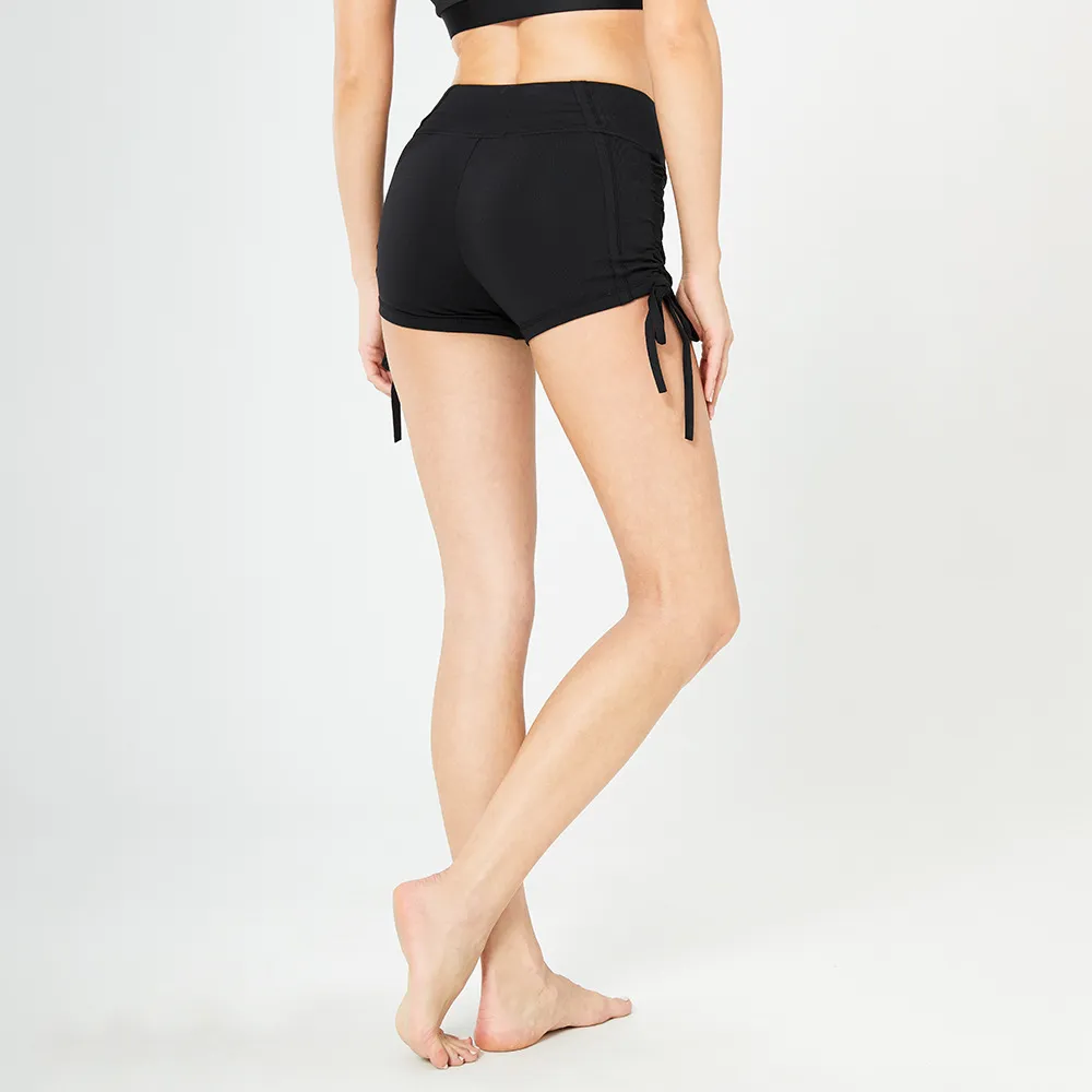 Women's Sports Shorts Tight-fitting Lace-up Hip Yoga - Black