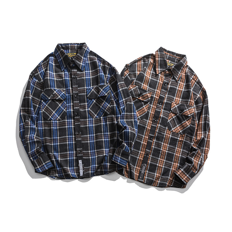 Long-sleeved Japanese Tide Brand Plaid Shirt