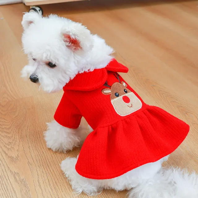 Warm Christmas Elk Dog Skirt Hoodie Skirt - Shop at LoveMi