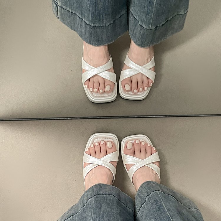 Satin Wedge Slide Sandals, picture 4 of 4