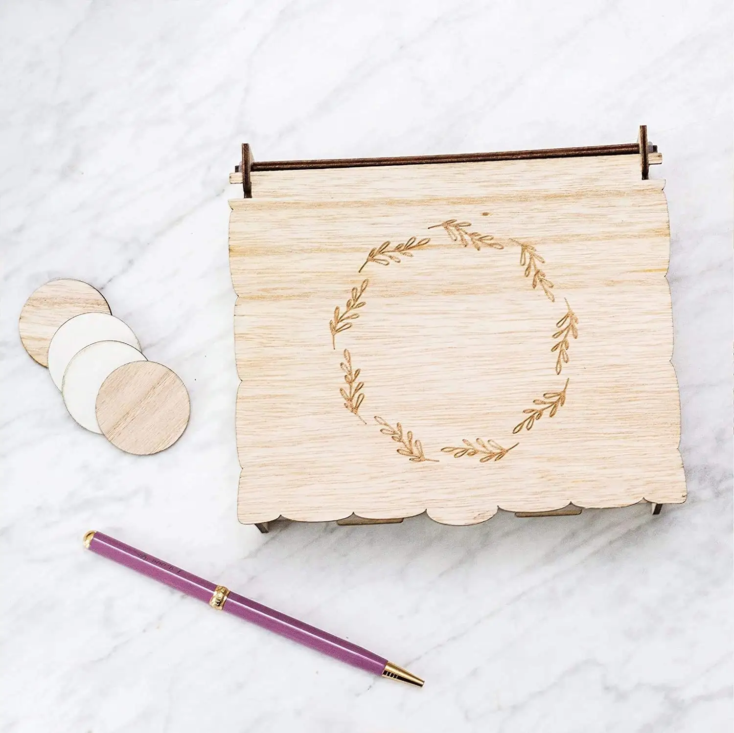 Wooden Heart Wedding Guest Book, Rustic Drop Box Sign Board With Keepsake Hearts